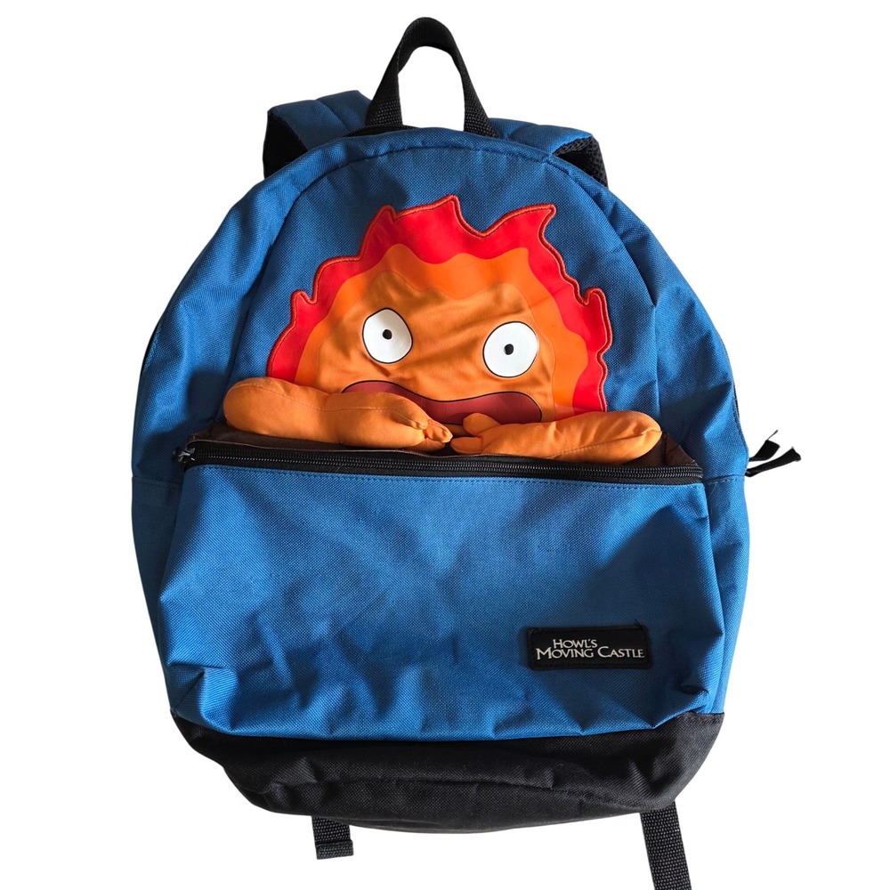 Studio Ghibli Howls Moving Castle Calcifer Blue Backpack Anime Bag